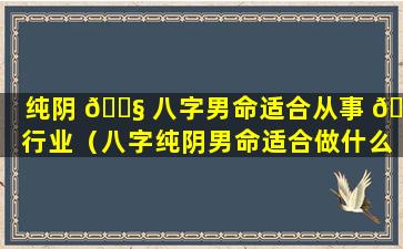 纯阴 🐧 八字男命适合从事 🌲 行业（八字纯阴男命适合做什么工作）